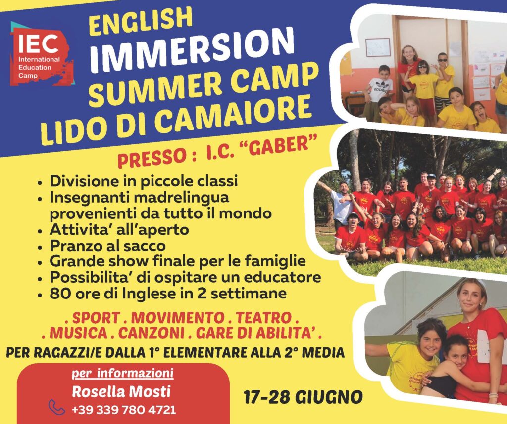 locandina English Immersion Summer Camp le info nell'articolo